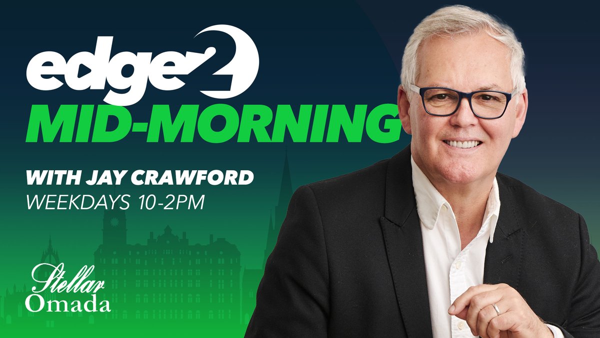 Listen to Jay Crawford every weekday from 10am; he will entertain, inform and may even enlighten you 😬

We're on DAB in Edinburgh or listen with our App and around the world on your smart speaker! Just say, "Alexa, Enable EDGE 2". Awesome!