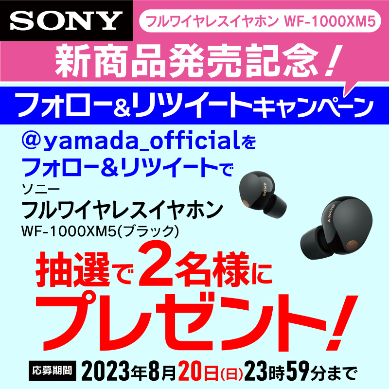 yamada_official's tweet photo. 【再告知】
開催中
#ヤマダTwitterフルワイヤレスイヤホンプレゼント企画
新商品発売記念！
2つの高性能プロセッサー！あらゆる音質をコントロール！
ソニー・フルワイヤレスイヤホンを抽選で2名様にプレゼント✨🎁 ✨

応募方法
1⃣@yamada_officialをフォロー
2⃣このツイートをRT(8/20締切)