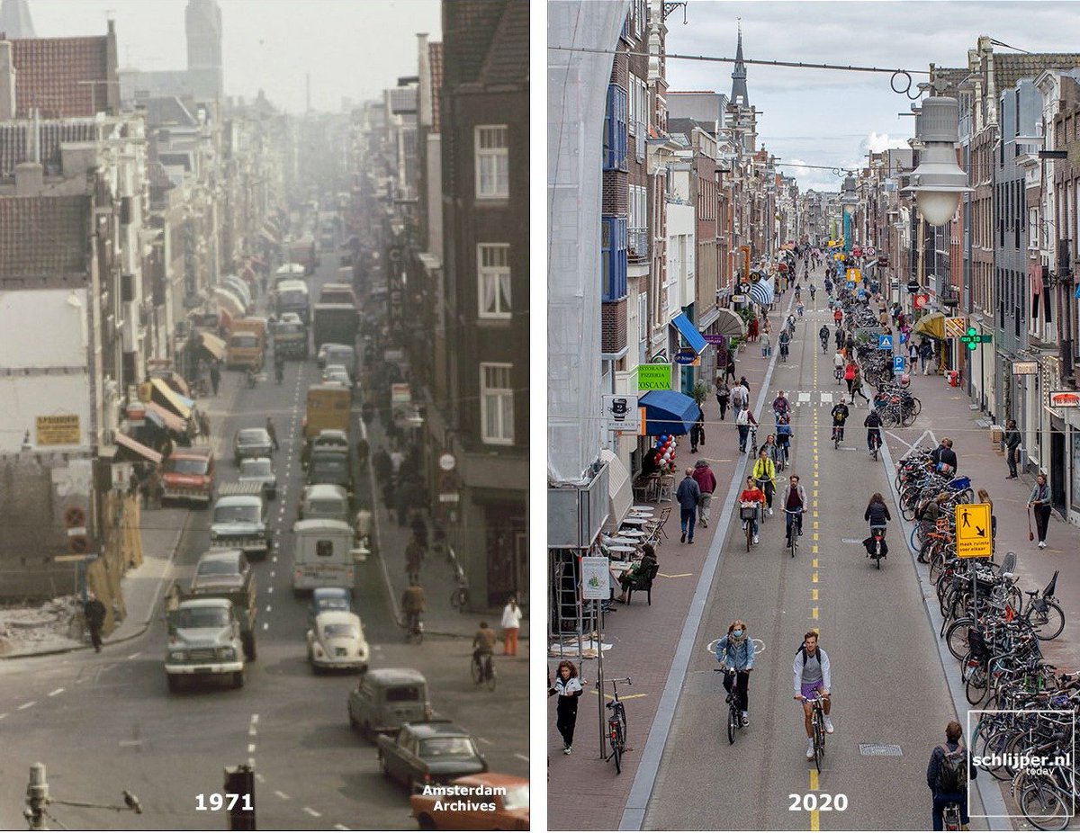 No, the Dutch haven't "always been a nation of cyclists"; this is a myth. 

The Dutch cycling revolution really only began in the 1970s, during the oil shocks.

Amsterdam: 1971 v 2020