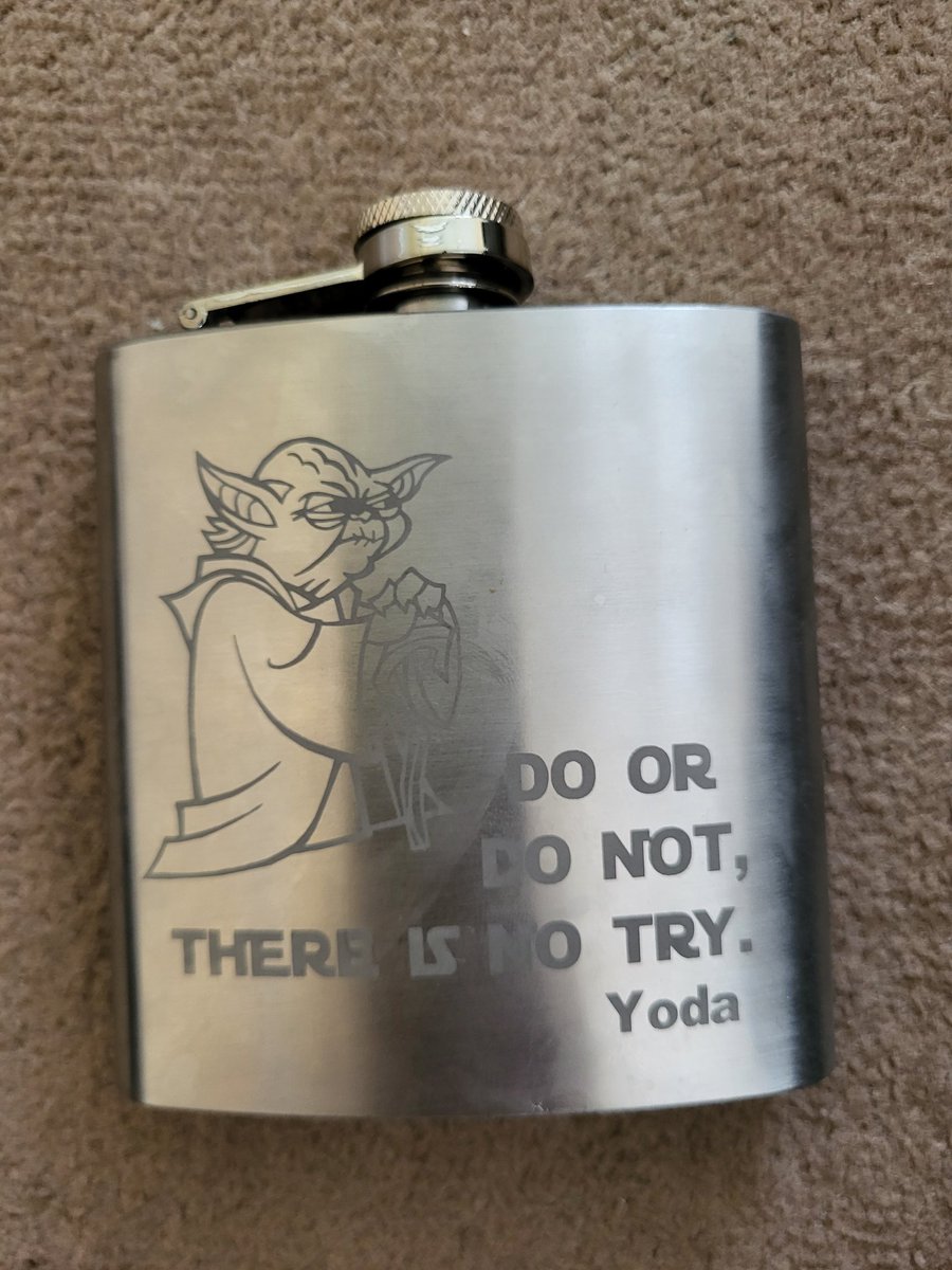 DrDouglasDHT's tweet photo. I'm getting #married in the morning*, and I really should take on board Yoda's advice of "do" rather than trying, when exchanging vows! Hip flask ready to go for the big day!
#marry #wedding #15HoursToGo
*at 12midday! https://t.co/nttd8sldCK