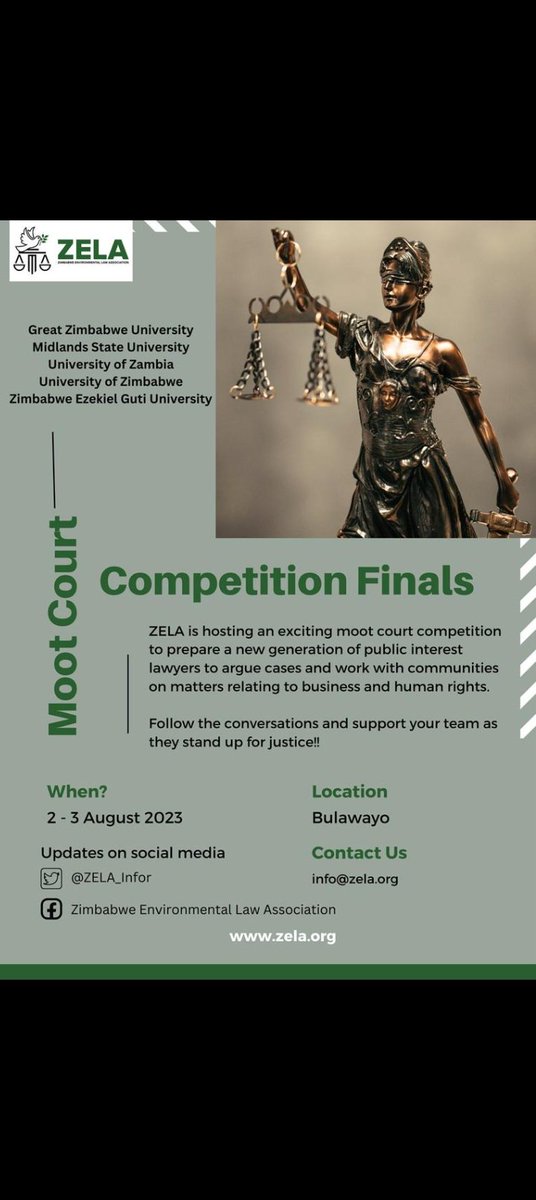 @ZELA_Infor is doing it all! Join the 2023 Moot Court Competition being hosted in #Byo, featuring Law schools from Zimbabwe & Zambia,and learn more about #ResponsibleBusiness and to discuss the importance of busines &human rights,#CorporateAccountability
@T_ThaDon @c_mhiribidi