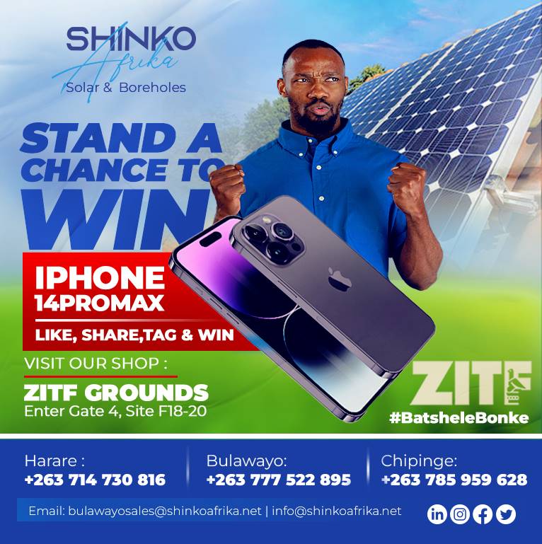 ShinkoSolar's tweet photo. There are many ways to get an IPHONE 14PROMAX.
And one of them is to:
Like, Share,Tag Someone with a Comment
#HelloBulawayo
#HelloShinko
You can do it on anyone of our of our Social Media Platforms: https://t.co/oBMnMTFdBb