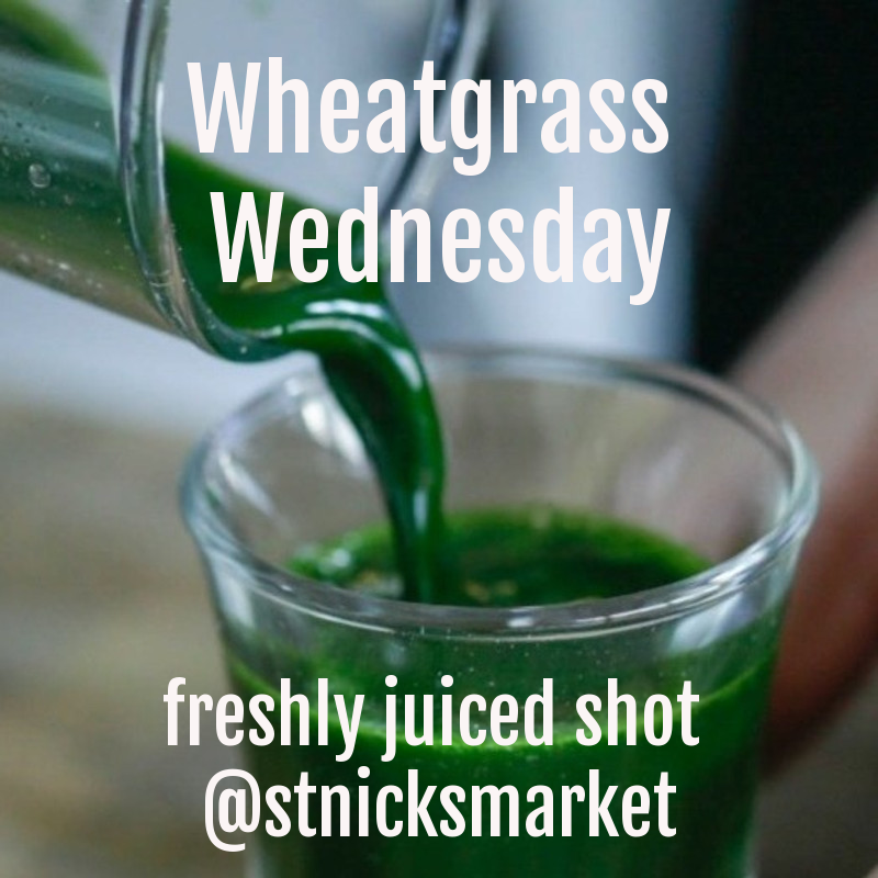 BigJuiceBar's tweet photo. Come and get your mid week boost @stnicksmarket 
Freshly juiced #wheatgrass shot. #nutrientrich #raw #organic #juice #cleanse #detox #rejuvenate https://t.co/MglLPNsOzB