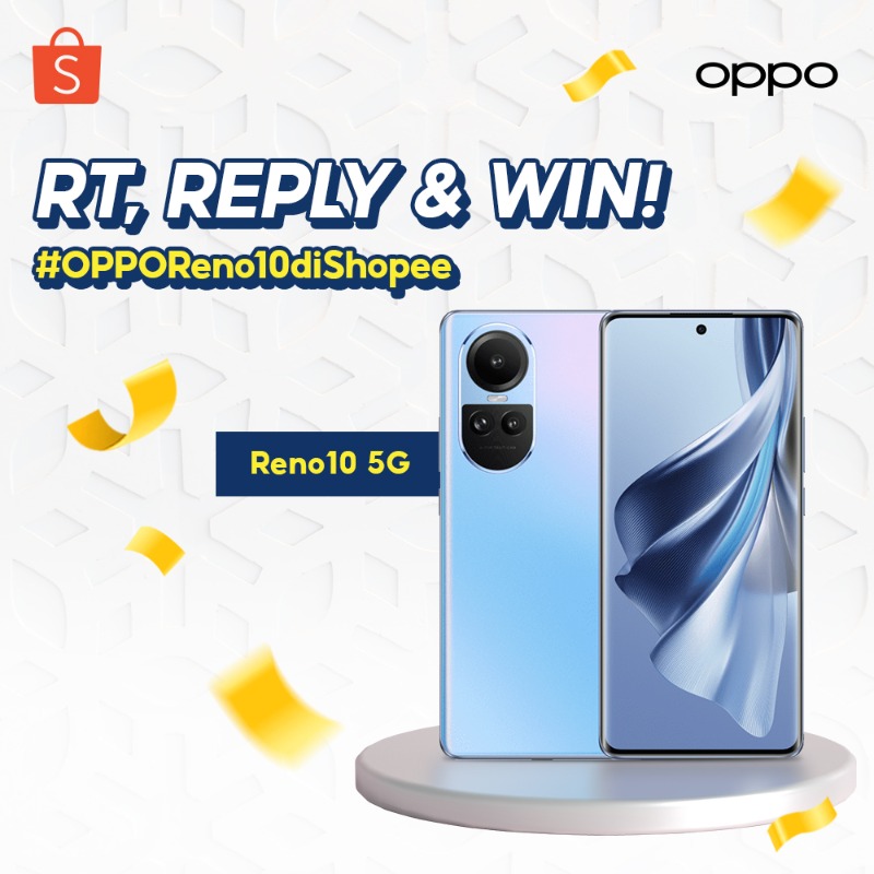 ShopeeID's tweet photo. ✨ GIVEAWAY OPPO Reno10 5G ✨

Hari ini mimin &amp; OPPO mau kasih OPPO Reno10 5G senilai 5,9JT++ nih! 

Caranya:
- FOLLOW @SHOPEEID
- RT &amp; LIKE tweet ini
- REPLY "Mau #OPPOReno10diShopee" maks. 15x aja!

GOOD LUCK! 🧡