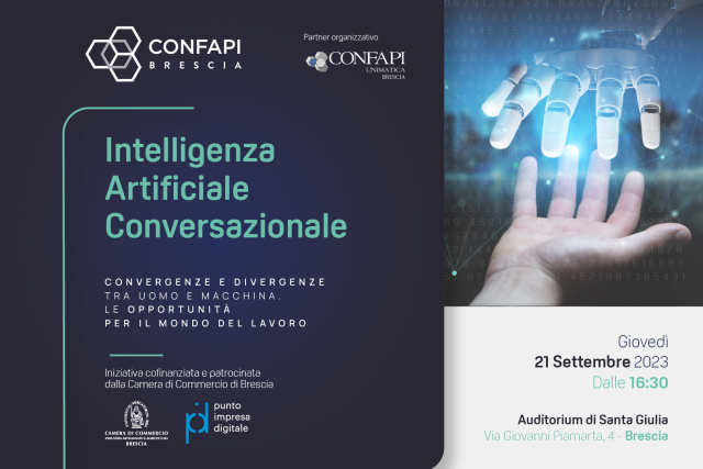 «Intelligenza Artificiale Conversazionale» il 21 settembre alle 16:30 all'Auditorium Santa Giulia a Brescia. Programma e iscrizioni qui ▶️ t.ly/LR7Ag