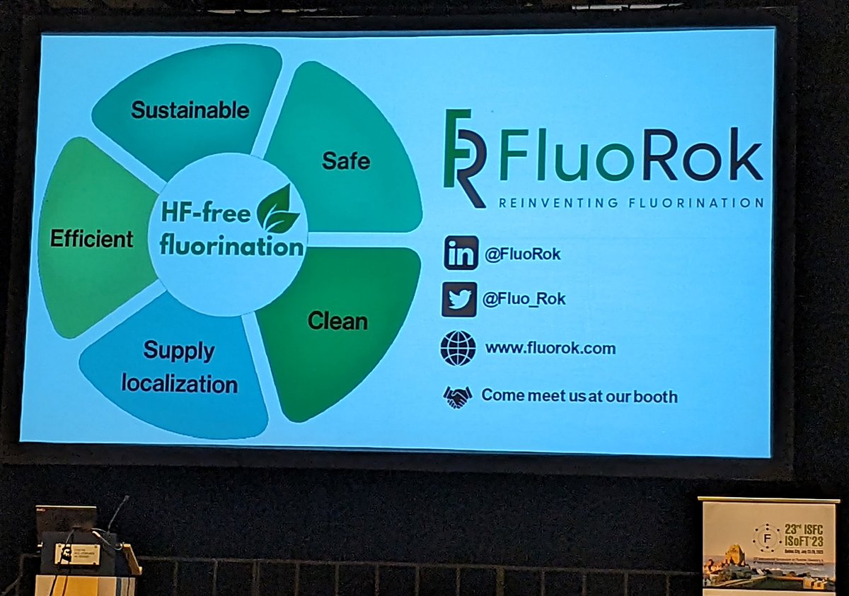 @Fluo_Rok had a great week at 23rd ISFC/ISoFT ‘23. Wonderful to share our revolutionary processes to access fluorochemicals. Congrats to our co-founder Prof Véronique Gouverneur on the prestigious Moissan Prize for groundbreaking fluorine chemistry. @GouverneurGroup #fluoRok