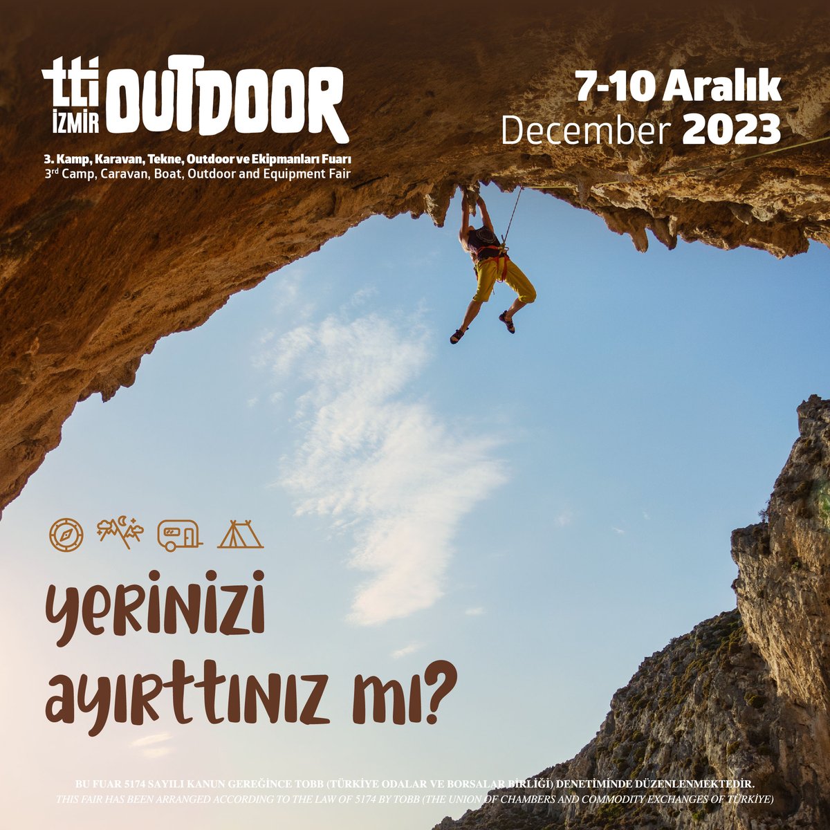 Yerinizi ayırttınız mı?

7-10 Aralık tarihlerinde fuarizmir’de düzenlenecek TTI OUTDOOR Kamp, Karavan, Tekne, Outdoor ve Ekipmanları Fuarı’na katılım göstermek için web sitemizi ziyaret edin.

#ttioutdoor #kamp #Karavan