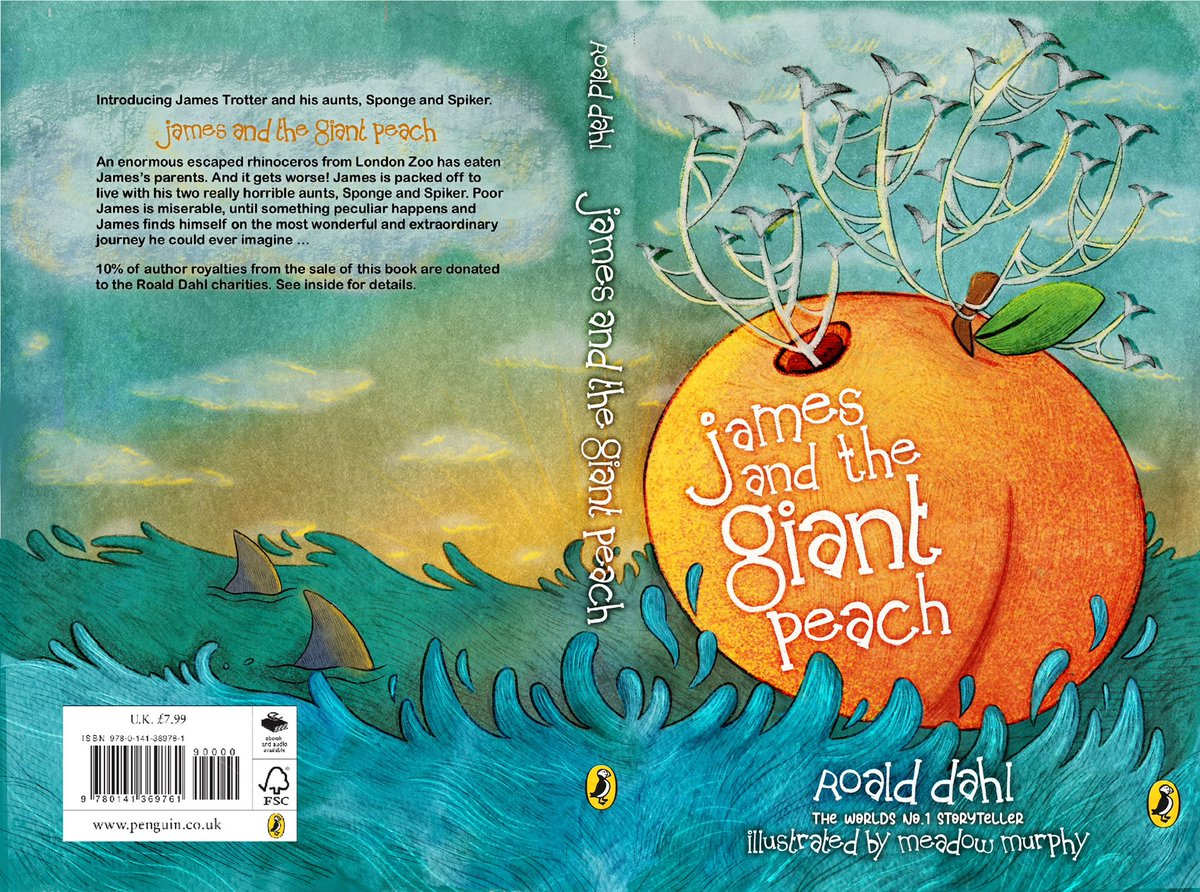 MedArts03's tweet photo. Here’s a look at my book cover mock-up from my James and the Giant Peach project!
🍑 🐞🐛🪲🕷️🌿🦈
 #digitalart #smallartaccount #roalddahl #illustration  #childrensbookillustration #childrensillustration #storybook #kidlit #childrensliterature #bookcoverdesign #procreate https://t.co/ftLIx4RiCg