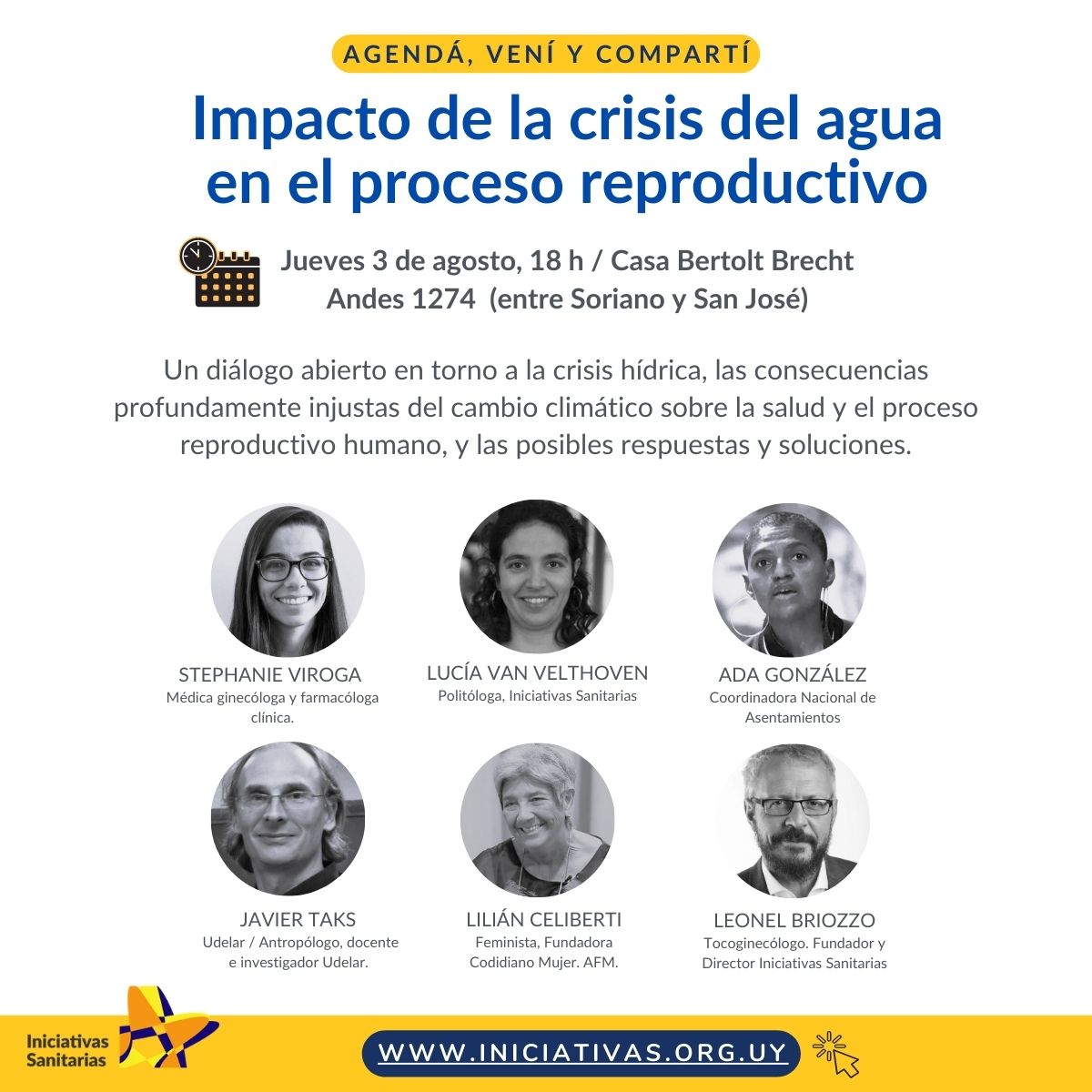 Charla abierta. 
Este jueves 3 te esperamos en la Casa Bertolt Brecht para hablar sobre la crisis hídrica.

A las 18:00 en Andes 1274