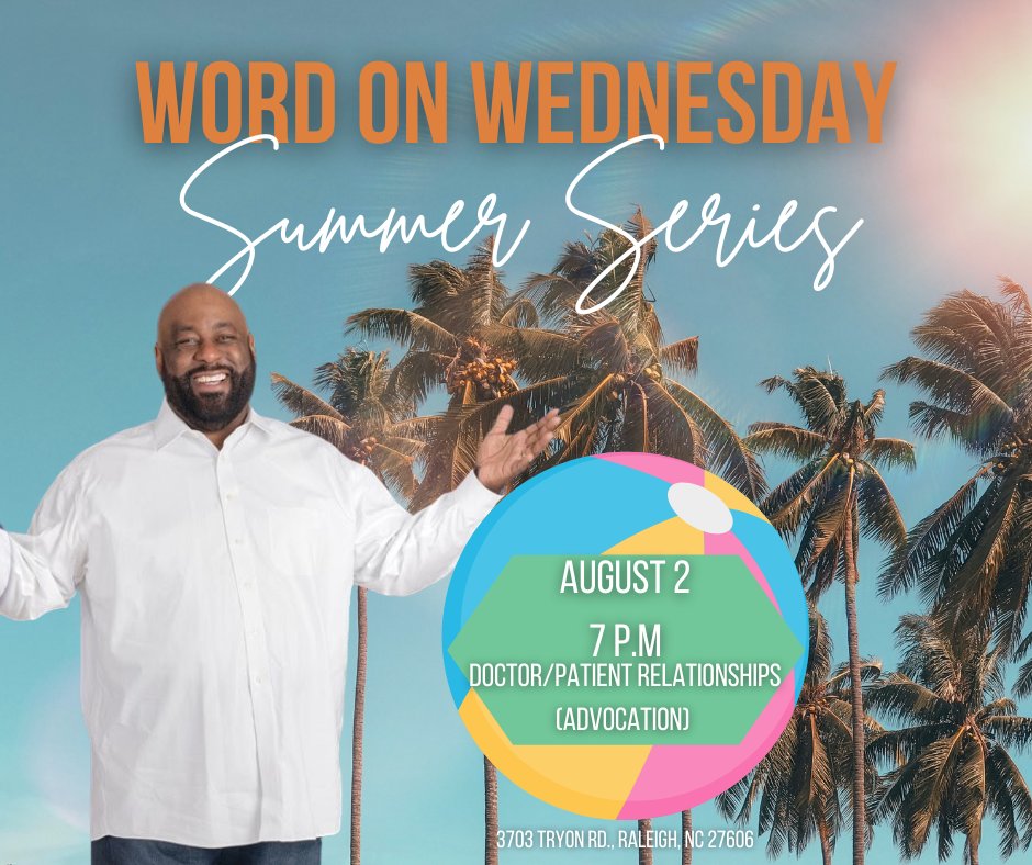 Hey family! Are you enjoying our Word on Wednesday Summer Series so far? We've had some amazing speakers on different "real-world" topics. Tonight is on Doctor/Patient relationships and advocation. Can't wait to see you there in-person and virtually!