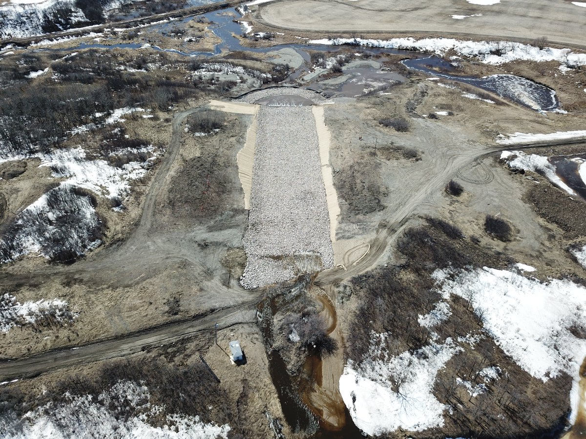 Work on the Mary Jane spillway, after the emergency spillway sustained erosion from the 2022 spring flood. Our governments commitment to proactive measures to reduce future natural disaster impacts will increase the resiliency &amp; safety of our communities.

#mbpoli #manitoba