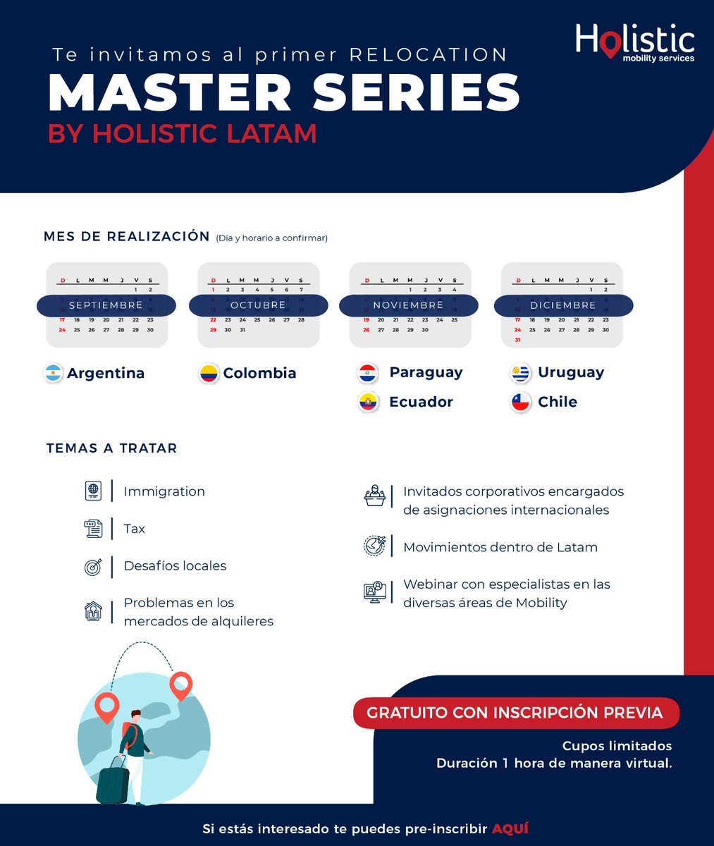 HolisticRelo's tweet photo. 🌟 ¡Gran noticia! 🌟 Estamos felices y entusiasmados al anunciar el lanzamiento de nuestro primer RELOCATION MASTER SERIES by Holistic LATAM. 🚀🌎

Pre-inscríbete ahora mismo haciendo clic en el siguiente enlace: 👉 https://t.co/wdiYIoIwVe ¡Es fácil y rápido!

¡Te esperamos! https://t.co/WgdpAuhWjq