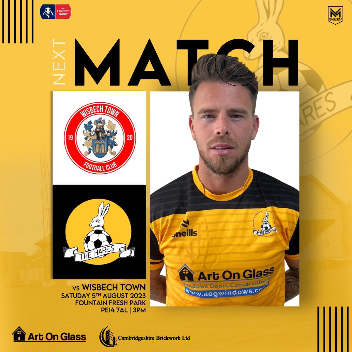 MarchTownFC's tweet photo. ⚽️🔶🔶⚽️ FA CUP ⚽️🔶🔶⚽️
🆚 @wisbechtownfc 
📆Saturday 5th August
🏟️ Fountain Fresh Park PE14 7AL
🏆@EmiratesFACup 
⏰ 15.00 Kick-off
🍺 Bar open  
🎟️ £9 Adults, Concessions £6, https://t.co/ZBkULMDkmk