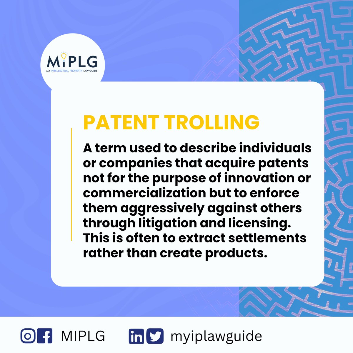 miplg's tweet photo. It's a new month and MIPLG is not comprising in giving tips on Intellectual property and what it entails 

Learn what Patent trolling is 🥳

#MIPLG 
#Intellectualproperty 
#Competitionlaw 
#patenttrolling https://t.co/JZoXyrAb4c