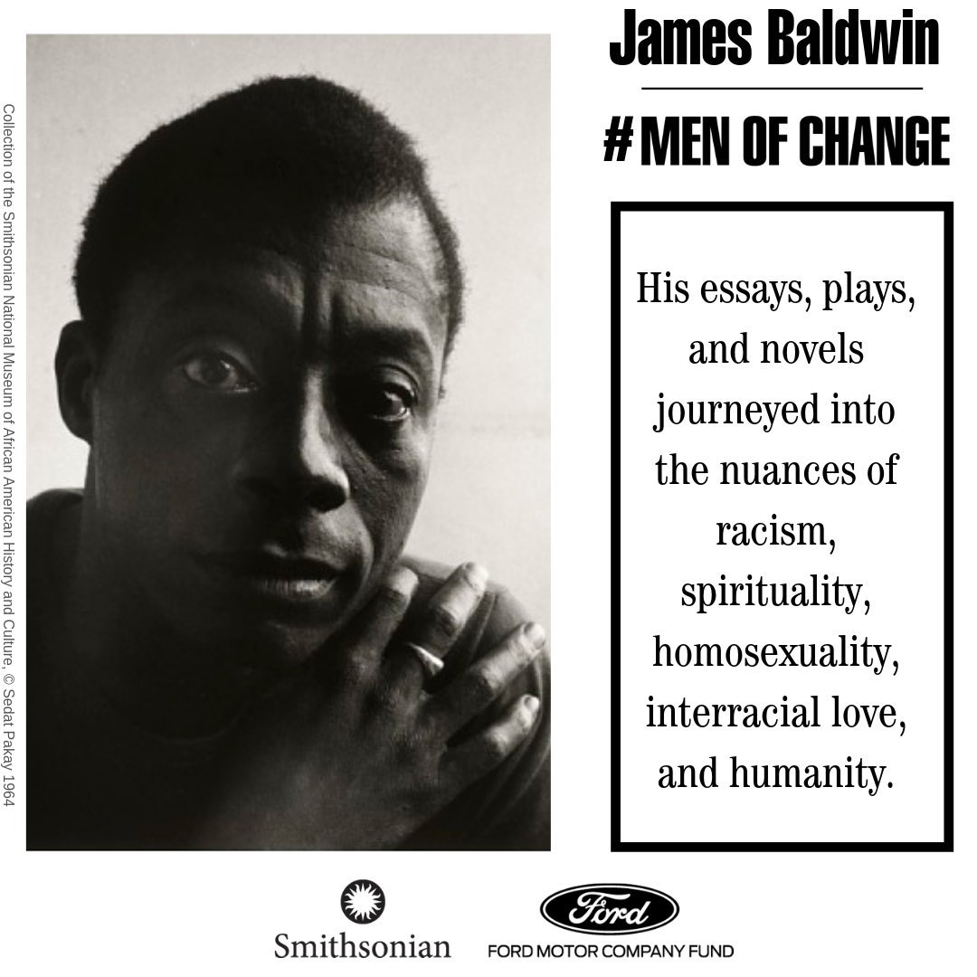 sitesExhibits's tweet photo. From his debut novel, “Go Tell It on the Mountain,” to the essays that brought him fame, James Baldwin (born August 2, 1924) investigated, critiqued, deconstructed &amp; laid bare the disturbing realities of his home country. Learn more about his work in #MenOfChange @iaamuseum! https://t.co/96TOvmejF0