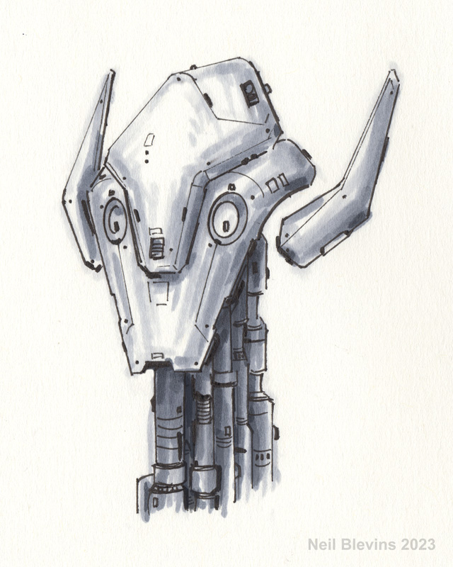 「Alien robot head. He looks surprised #ro」|Neil Blevinsのイラスト