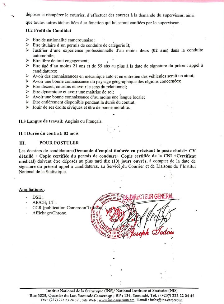 LoumaJobs's tweet photo. Recrutement de 05 Chauffeurs sous contrat à durée déterminée. https://t.co/j9WEPkY2mr