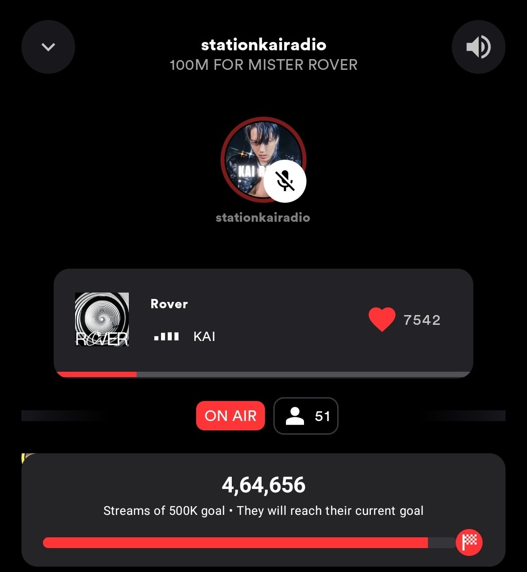 We reached 51 listeners already, please keep joining, can y'all help us in getting our daily goal of 150 listeners and maintain the daily streams for Rover 🔥 If yes, come park your accounts and chat with us, we're having so much fun here ✨🌀 🔗: stationhead.com/stationkairadio #KAI