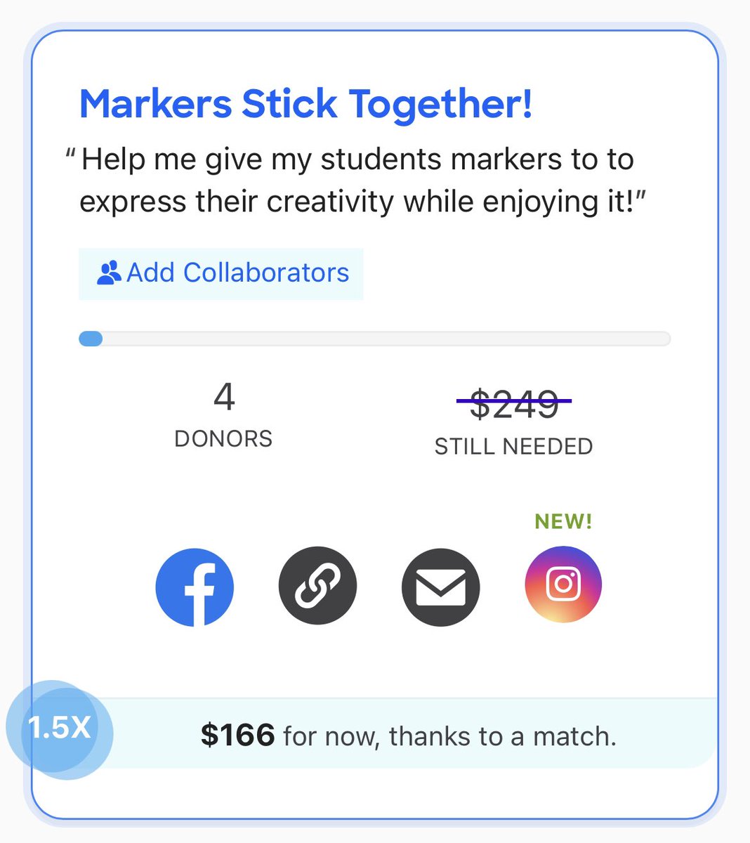 hclark444's tweet photo. 🚨Today is the day!!

‼️.5x match on all projects 

🍩Sprinkle $1-2 if you can! 

💛My project is simply for markers.

✨ https://t.co/CJDJj0z7KW

#DonorsChoose #BillGates #Crayola
#clearthelist2023 https://t.co/uVGqDsR8yh