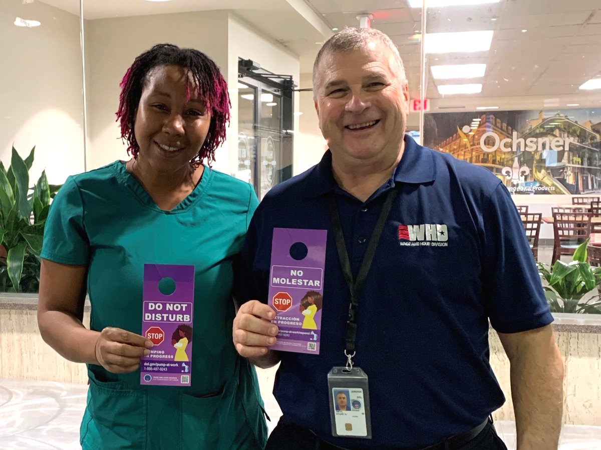 WHD_DOL's tweet photo. 🤝 Big thank you to our friends in Louisiana! 

Yesterday, outreach specialist Stuart Smith shared our new #WorkersRights resources with stakeholders.

🔗 https://t.co/UaizpUMgIw

@ccwicpic @DCSNOhealthcare @OchsnerHealth @nolahealthdept #PowerToPump #PUMPAct https://t.co/If86isruZM