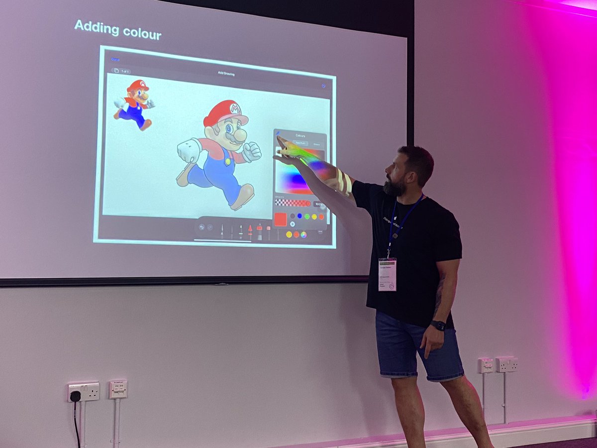 TheDigiTechDad's tweet photo. #EveryoneCanDraw in #Keynote 🤯 session on outlining and shadow work to create this guy! #ADE2023 #AppleEDUchat #AppleTeacher Thanks @CyresDt and @MrsHilltoutArt for the session! 👩‍🎨💪🏼 https://t.co/mGIvrg9ZoL