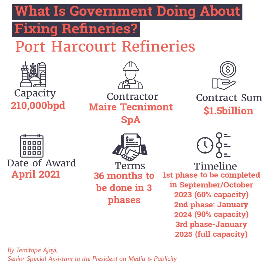 ChinonduW's tweet photo. What the FG is doing to fix our refineries. Nigeria will get better in Sha Allah.
#Tinuboom #Tinubu https://t.co/ndNUgJMM23