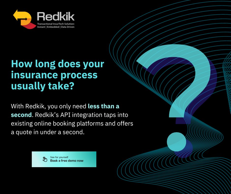 RedkikGlobal's tweet image. With Redkik, you only need less than a second. Redkik’s API integration taps into existing online booking platforms and offers a quote in under a second.

Visit redkik.com 
#InsuranceSimplified #QuickQuote #EfficientInsurance #APIIntegration #FasterProcessing #Redkik