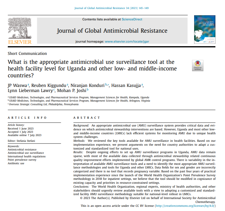 MTaPS_Program's tweet photo. What tools are available for #AntimicrobialUse (AMU) surveillance in health facilities? Why and how should LMICs like #Uganda customize and standardize their approach, taking into account resource constraints? The latest @USAIDGH MTaPS paper answers➡️ https://t.co/rFG4x2SFZG https://t.co/HT6yXfS2bX