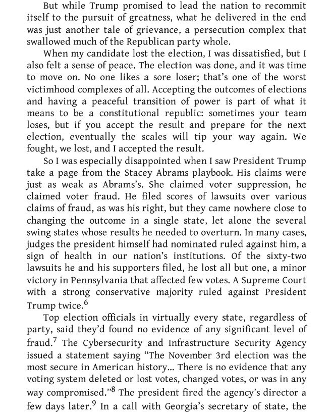 aidnmclaughlin's tweet image. Vivek in his 2022 book: &quot;It was a dark day for democracy. The loser of the last election refused to concede the race, claimed the election was stolen, raised hundreds of millions of dollars from loyal supporters, and is running for executive office again.&quot;