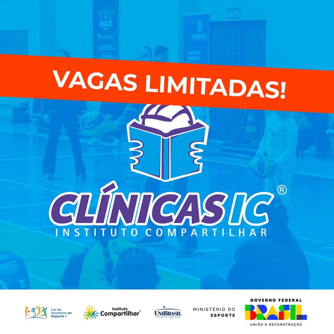 Compartilhar's tweet photo. Já garantiu sua presença na Clínica de Minivôlei IC 2023? As vagas são limitadas e já estão esgotando!

👉 Garanta sua vaga já pelo link da bio do Instagram https://t.co/dIAi6eP5Xb