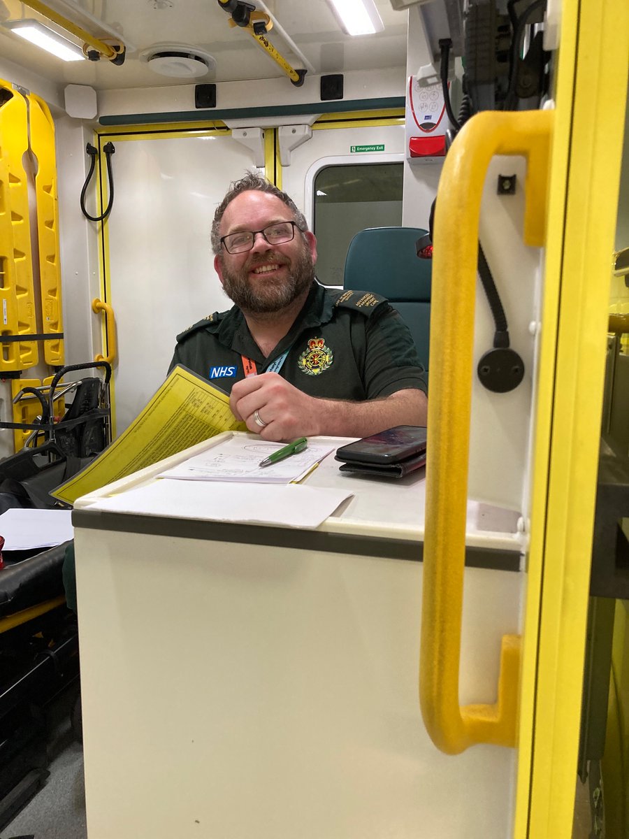 Thanks to @NkwilliamsNw one of our Advanced Paramedics @EEAST_UrgCare managing our history taking station today …feeling at home in the back of an ambo!