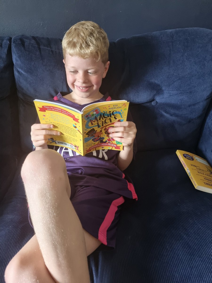Brilliant summer holiday reading, says the critic! And I agree. This kid is a very reluctant reader but chooses to read Magic Faces: Superhero Mega Mission. #smugmum #smugpublisher @bouncemarketing @storymixstudio @publishinguclan @AbeehaTariqArt