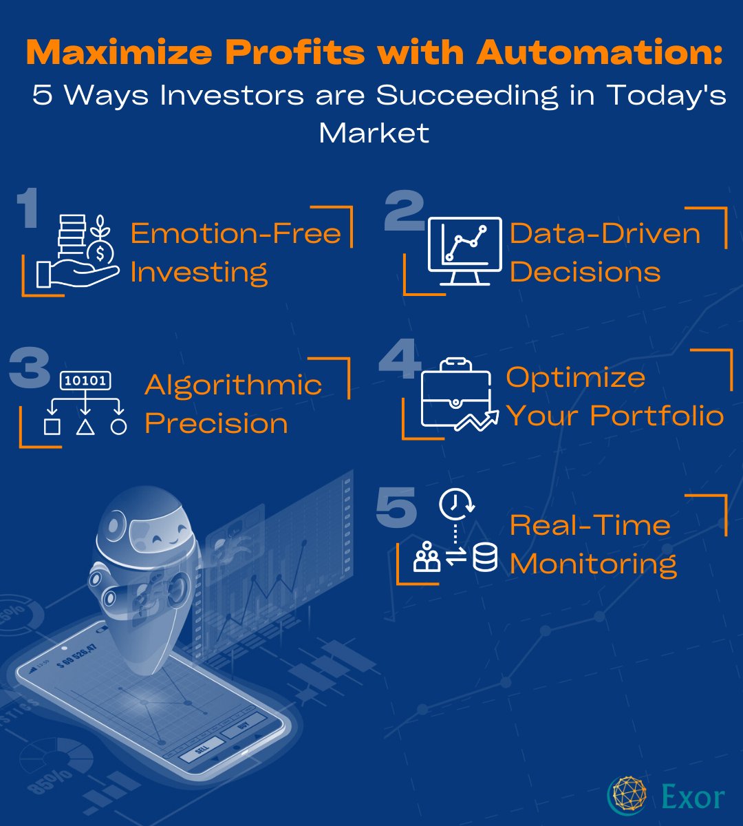 Exor_company's tweet image. Investors achieve success in today's market by leveraging automation. Maximize profits with 5 proven strategies. Elevate your investments with Exor Company. 

#AutomationSuccess #MaximizeProfits #ExorCompany