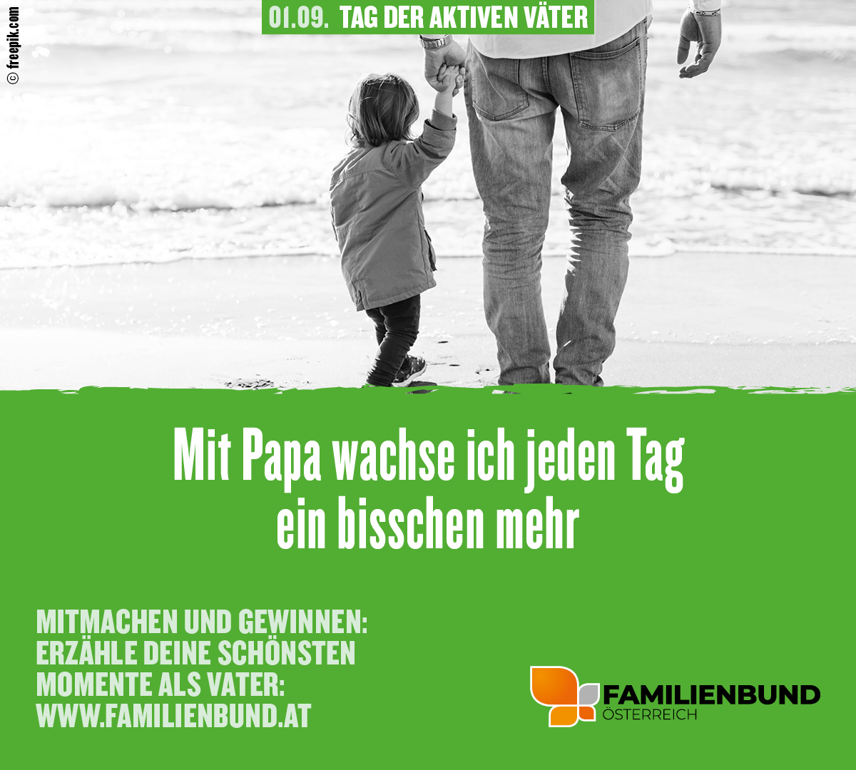 ‼Tag der aktiven Väter: 01.09.2023‼
Mit Papa wachse ich jeden Tag ein bisschen mehr! Mitmachen und ein WE in Rom gewinnen! 🥳
Alle Infos auf: tagderaktivenvaeter.at
#familienbund #tagderaktivenväter2023 #vatersein #familie #gewinnspiel
<a href="/oebb/">oebb</a> @ravensburger