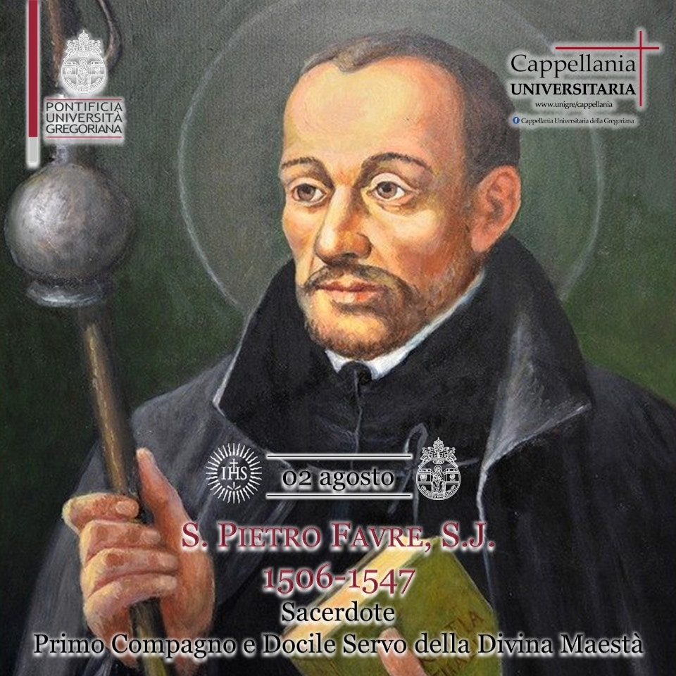 UniGregoriana's tweet photo. Oggi #2agosto è la memoria di San Pietro Favre, a cui è intitolata la nostra unità accademica che si occupa di #formazione e #formatori. Accompagni il Santo Padre nel suo incontro con i #giovani alla #GMG #Lisboa2023

📙 Scopri il Centro San Pietro Favre: https://t.co/mhrn5Bd9lQ https://t.co/F2lJRBflhD
