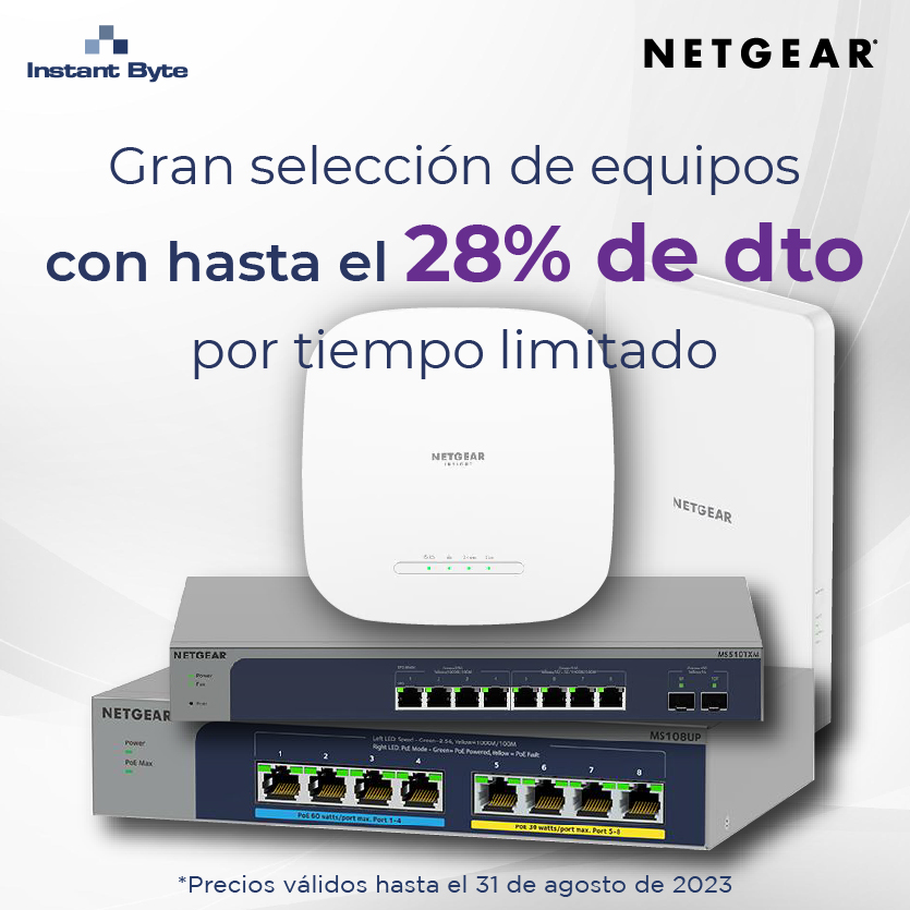 ¿Sabes cuáles son los equipos <a href="/NETGEAR_Iberia/">NETGEAR</a> que tienen precios especiales este verano? 🔗 n9.cl/mh4x7

📲 Te ayudamos a elegir los modelos que mejor se ajusten a tus proyectos: comercial@instantbyte.com | 910 84 10 11
#Netgear #descuentos #descuento #promo
