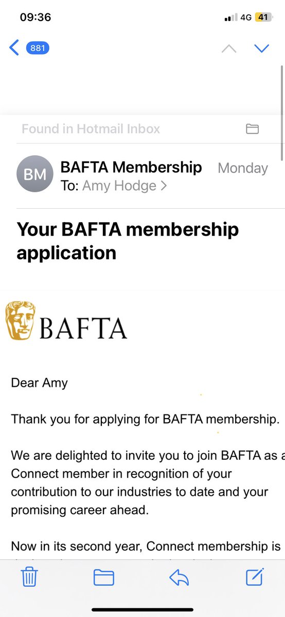 arahodge's tweet photo. Lovely email to receive this week! @BAFTA #BAFTAconnect https://t.co/SMw5D9JJ2b