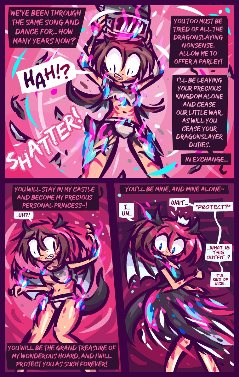CrownCosmo's tweet photo. 🐲🔥👸 Maybe the real princess was the friends we went along the way~! (or however that saying goes)

This comic was voted in July 2023 by patrons, originally suggested by LucidLucario! Thank you all for participating! :D #tgtf #genderbender #transformation #tsf https://t.co/zVoJH3Odz8