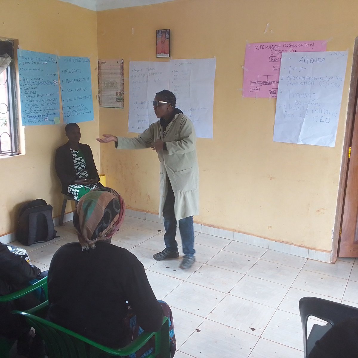 mtewiscof's tweet photo. Our executive director madam Christine Muga taking the podium to discuss the above programs with the coffee farmers https://t.co/FtDsk7Venn
