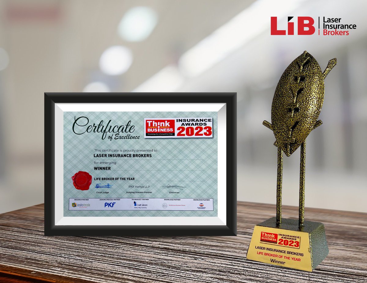 LaserInsureKE's tweet photo. Proud &amp; honored to be recognized as the industry's best! LIB has been bestowed Life Broker of the Year, 2nd runners up Medical Broker of the Year,  2nd runners up Overall Best Insurance Broker! And 2nd runners up Corporate lines #ThinkBusinessInsuranceAwards #InsuranceExcellence https://t.co/J2hdpVTUgv