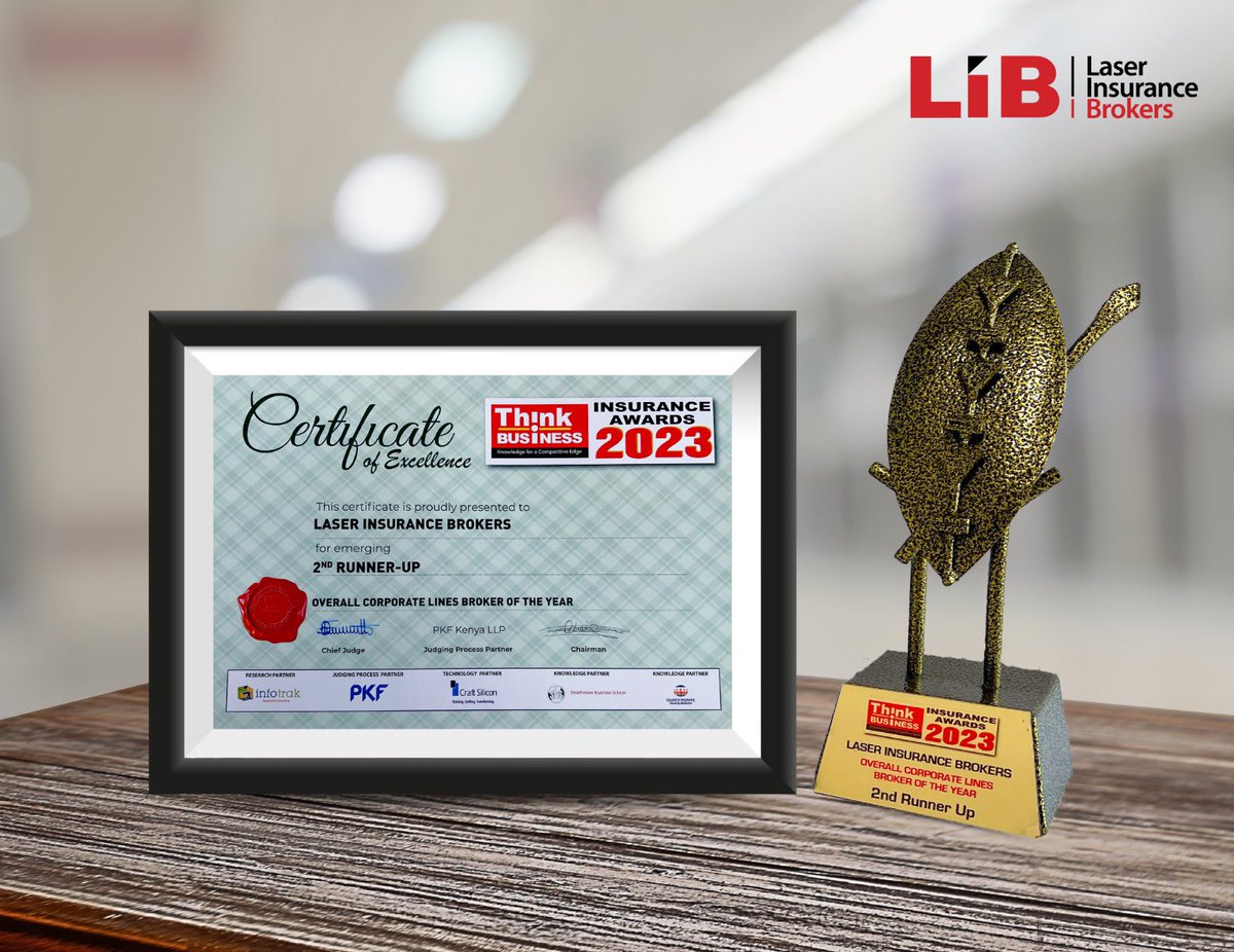 LaserInsureKE's tweet photo. Proud &amp; honored to be recognized as the industry's best! LIB has been bestowed Life Broker of the Year, 2nd runners up Medical Broker of the Year,  2nd runners up Overall Best Insurance Broker! And 2nd runners up Corporate lines #ThinkBusinessInsuranceAwards #InsuranceExcellence https://t.co/J2hdpVTUgv