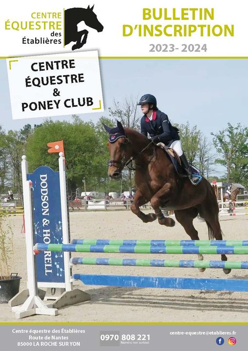 [CENTRE ÉQUESTRE] 🐴 Inscription pour la #rentrée2023
👉 Les bulletins d'inscription pour le Centre Equestre Des Établières est sorti, vous pouvez le demander par email : centre-equestre@etablieres.fr 
🏇 Hâte de vous y retrouver 😍