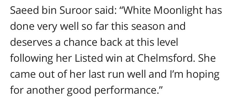 GodolphinFanz's tweet image. Saeed’s thoughts on WHITE MOONLIGHT at @Goodwood_Races in the 2:25.