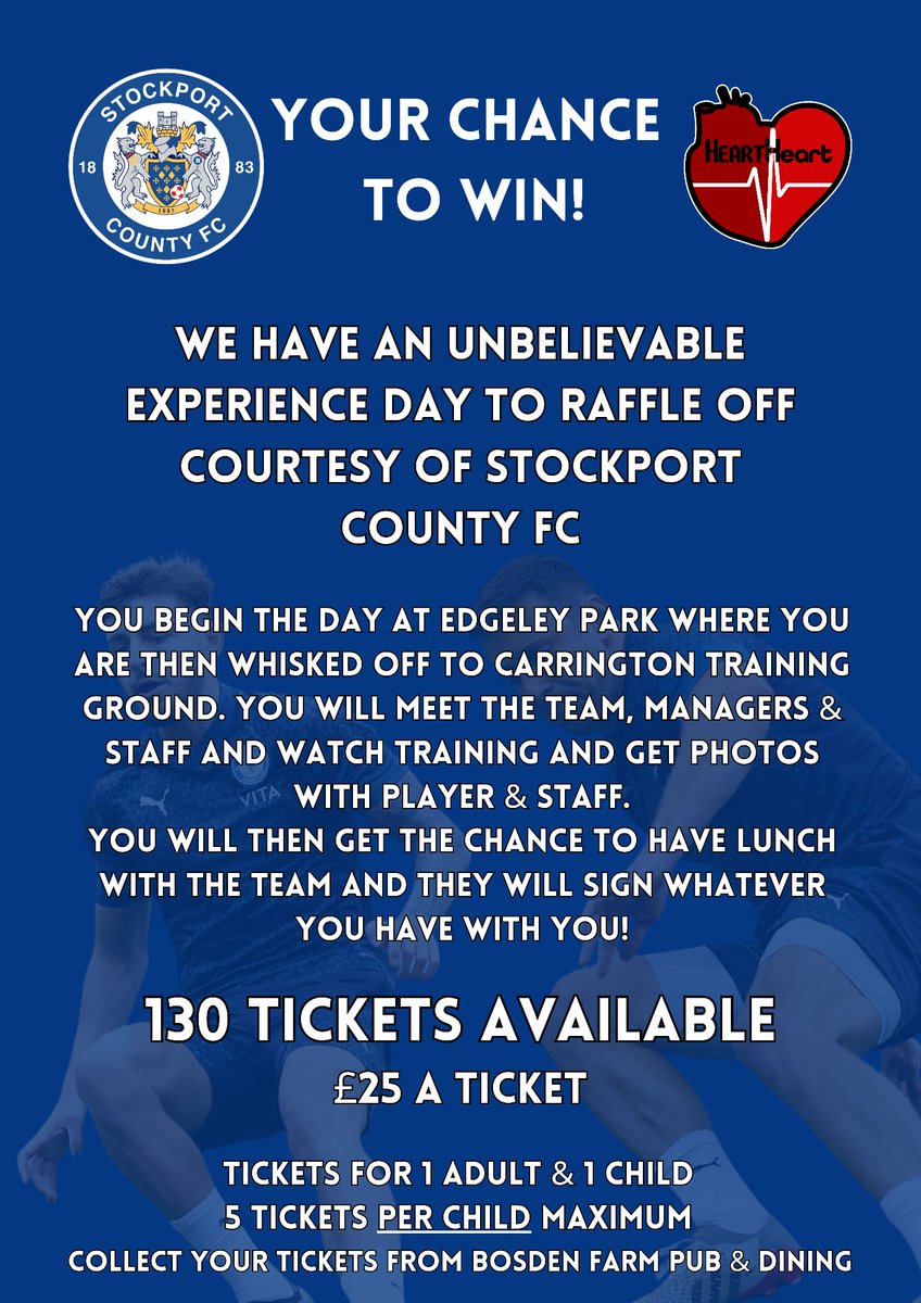 Heart2HeartSk's tweet photo. This Great competition prize from @StockportCounty ! This is for one adult and one child! £25 a ticket. Drawn live on Facebook. Collect your ticket from Bosden Farm Pub &amp; Dining
Sign up for a ticket on - https://t.co/26b4s9laV9

Feel free to contact us for more info!
#UTH https://t.co/padzaHTDt4