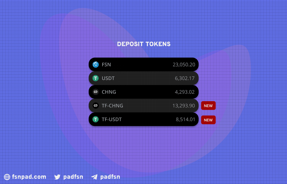 dockfinance's tweet photo. As requested, FSNPad will support TF-CHNG and TF-USDT as deposit ✨.
Coming soon:
- Redeem your deposit on testnet
- Claim RXL token on testnet
- FSNPad on Fusion Mainnet
#FSNPad $FSN #Launchpad https://t.co/7DmxS3xDKT