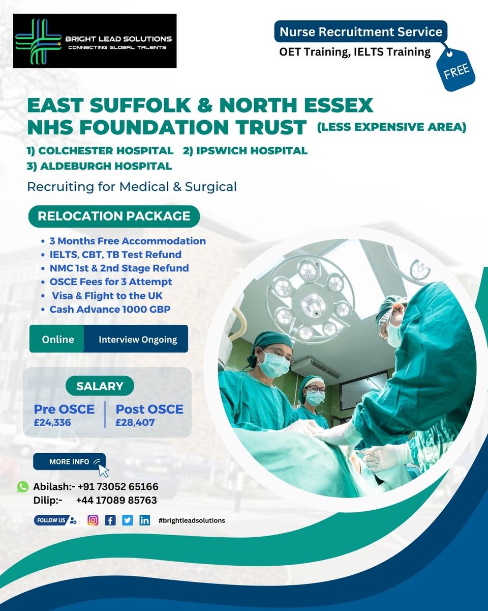 Brightleadsolut's tweet photo. 💼Recruiting #Nurses For East Suffolk &amp; North Essex NHS Foundation Trust💼

Salary package range:-  £24,336 - £28,407 

𝕮𝖚𝖘𝖙𝖔𝖒𝖊𝖗 𝖆𝖇𝖔𝖚𝖙 𝖔𝖚𝖗 𝖘𝖊𝖗𝖛𝖎𝖈𝖊:- https://t.co/l0gmmLpbIx

For more information, please comment

#midwifes #nhsjob #BLS https://t.co/PPL1pFJEU9