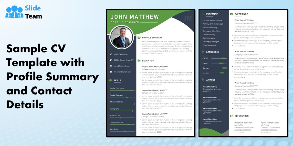 Slideteam_net's tweet image. Impress recruiters using our professional #ResumeTemplate featuring columns for profile summary, education, skills, experience, and more!

With our Sample #CVDesign, land that dreams job today. 👉🏻bit.ly/3DD5qu0

#SlideTeam #presentations #ppt #powerpoint #templates