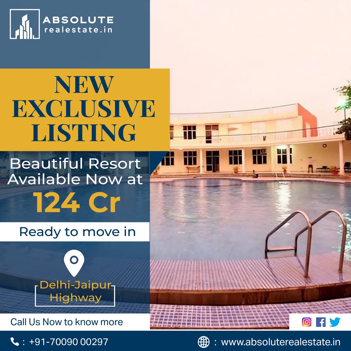 buyfromabsolute's tweet photo. #Invest in a Luxurious #Resort on Delhi Jaipur Highway!
🏰 Own this stunning 14-acre property with 54 rooms, multiple dining options, a massive pool & a perfect event space.
Don't miss this amazing opportunity!
Contact @buyfromabsolute today
#ResortForSale #Investment https://t.co/naLFKw4rM1