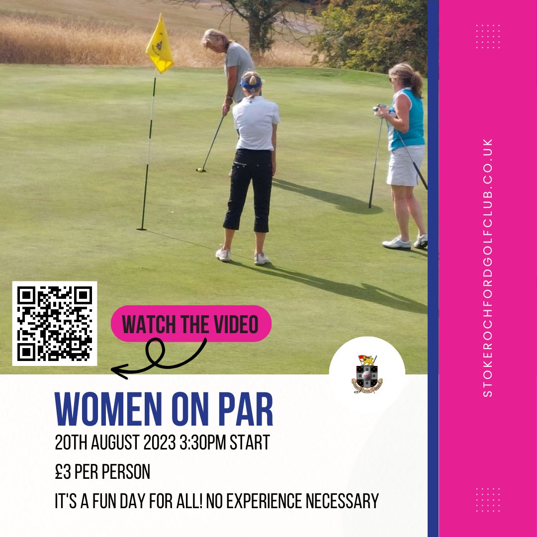 To register your interest please give us a call 01476 530275 or send us an email admin@stokerochfordgolfclub.co.uk For further information scan the QR code to watch the video. #womenonpar #stokerochford #golf #golfclub #getintogolf #golfcourse