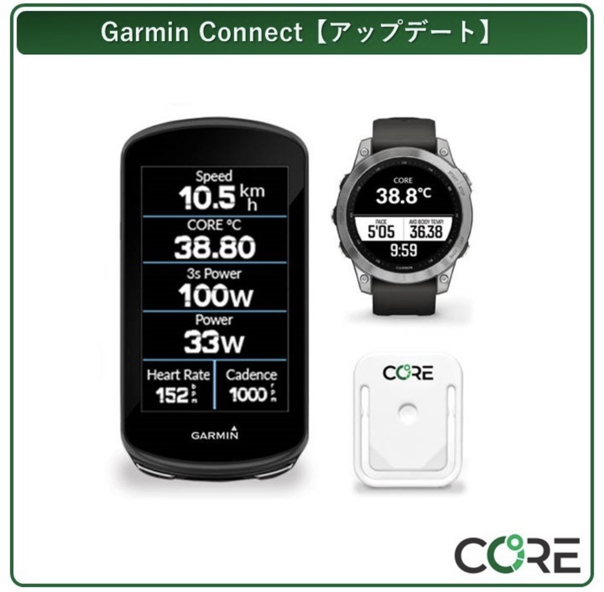 CoreBodyTempJPN's tweet image. ガーミン不具合出ております。
アップデートお願いします。

#CORE #ガーミン #暑さ対策